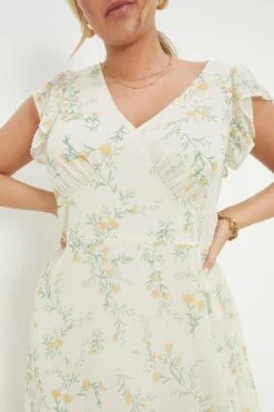 Dorothy Perkins Curve Yellow Floral Chiffon Ruffle Midaxi Dress -Perkinsdory Store bqq11655 yellow xl 3