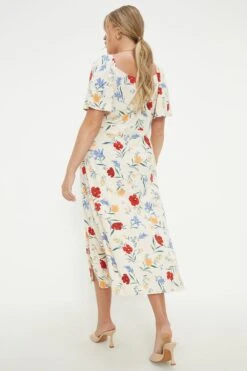 Dorothy Perkins Curve Ivory Floral Sweetheart Neck Midi Dress -Perkinsdory Store bqq11669 ivory xl 2