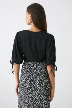 Dorothy Perkins Petite Black Plain Textured Blouse -Perkinsdory Store bqq11700 black xl 2