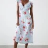 Dorothy Perkins Blue Floral Ruffle Sleeveless Midi Dress