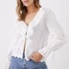 Dorothy Perkins Cutwork Detail Ruffle Top