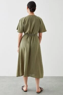 Dorothy Perkins Petite Khaki Button Shirred Waist Midi Dres -Perkinsdory Store bqq11999 khaki xl 2