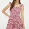 Dorothy Perkins Pink Ditsy Shirred Strappy Mini Dress