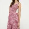 Dorothy Perkins Pink Ditsy Shirred Strappy Midi Dress