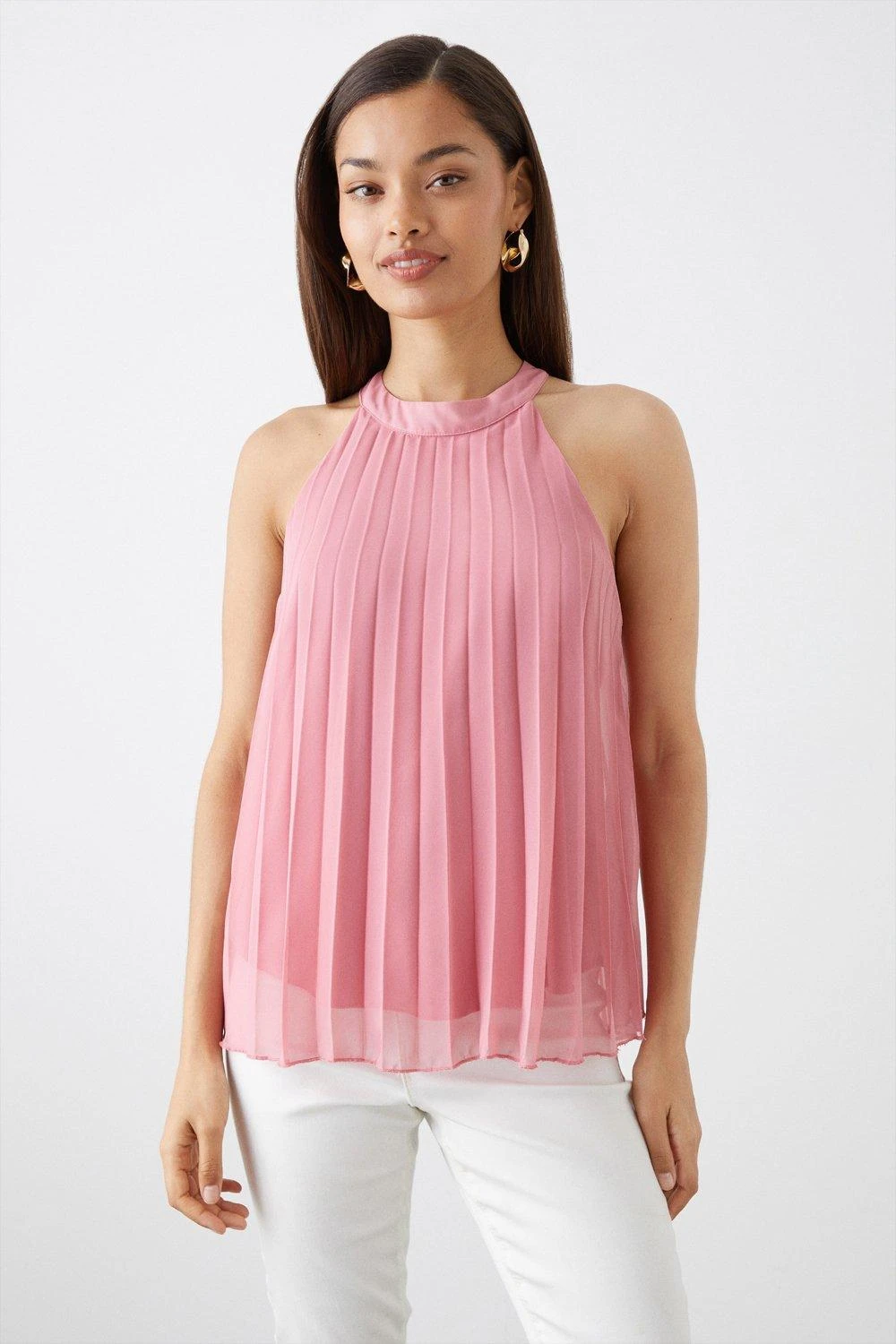 Dorothy Perkins Petite Pleated Chiffon Halter Neck 1 Dorothy Perkins Petite Pleated Chiffon Halter Neck
