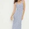Dorothy Perkins Tall Purple Ditsy Button Through Midi Dress