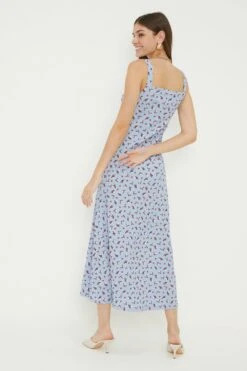 Dorothy Perkins Tall Purple Ditsy Button Through Midi Dress -Perkinsdory Store bqq12058 purple xl 2