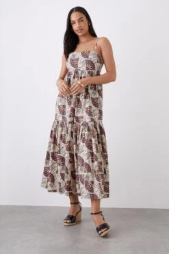 Dorothy Perkins Multi Print Strappy Tiered Midi Dress