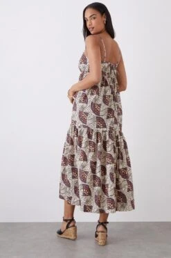 Dorothy Perkins Multi Print Strappy Tiered Midi Dress -Perkinsdory Store bqq12169 ivory xl 2