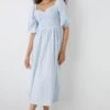 Dorothy Perkins Blue Stripe Shirred Bodice Midi Dress