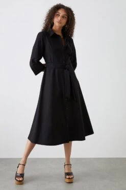 Dorothy Perkins Black Midi Shirt Dress