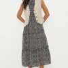 Dorothy Perkins Mono Print Tiered Midi Dress