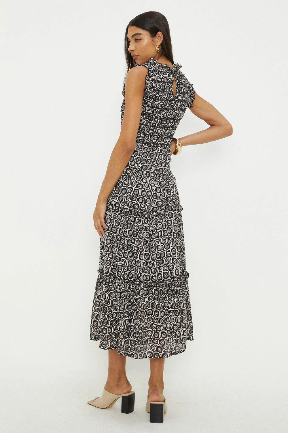 Dorothy Perkins Mono Print Tiered Midi Dress 3 Dorothy Perkins Mono Print Tiered Midi Dress - Image 3