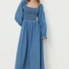 Dorothy Perkins Denim Shirred Midi Dress