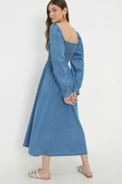 Dorothy Perkins Denim Shirred Midi Dress -Perkinsdory Store bqq12215 mid20wash xl 2