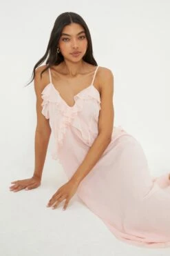 Dorothy Perkins Floral Chiffon Ruffle Strappy Midi Dress