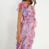 Dorothy Perkins Floral Chiffon Ruffle Midi Dress