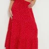 Dorothy Perkins Petite Red Spot Tiered Midi Skirt