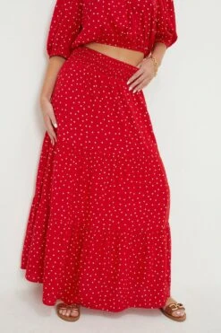 Dorothy Perkins Petite Red Spot Tiered Midi Skirt