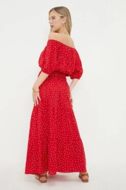 Dorothy Perkins Petite Red Spot Tiered Midi Skirt -Perkinsdory Store bqq12339 red xl 3