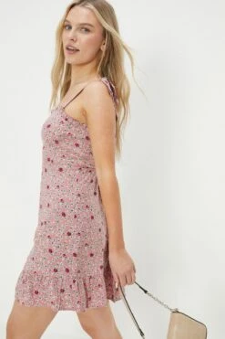 Dorothy Perkins Petite Pink Floral Strappy Mini Dress -Perkinsdory Store bqq12347 pink xl 1