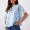 Dorothy Perkins Petite Blue Ditsy Ruffle Blouse