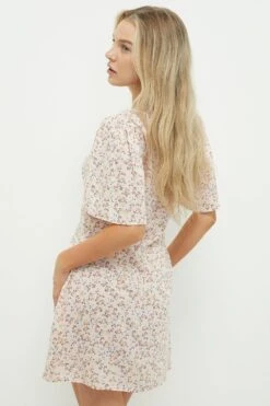 Dorothy Perkins Petite Tie Front Mini Dress -Perkinsdory Store bqq12372 pink xl 2