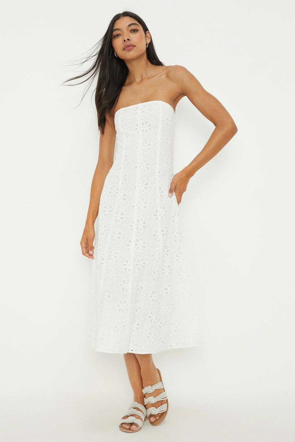 Dorothy Perkins Cutwork Bandeau Midi Dress 2 Dorothy Perkins Cutwork Bandeau Midi Dress - Image 2