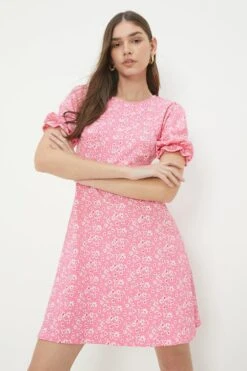Dorothy Perkins Pink Ditsy Short Sleeve Mini Dress