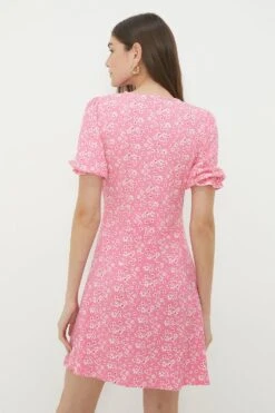 Dorothy Perkins Pink Ditsy Short Sleeve Mini Dress -Perkinsdory Store bqq12469 pink xl 2