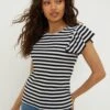 Dorothy Perkins Petite Ruffle Sleeve Striped Top