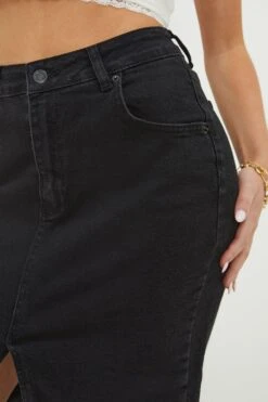 Dorothy Perkins Petite Denim Midi Skirt -Perkinsdory Store bqq12590 black xl 2