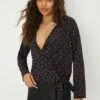Dorothy Perkins Petite Floral Long Sleeve Wrap Blouse