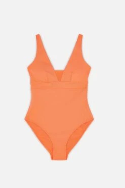 Accessorize Ribbed 'Lexi' Shaping Swimsuit -Perkinsdory Store m5045462936684 orange xl 3