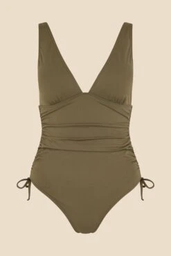 Accessorize Ruched Side Shaping Swimsuit -Perkinsdory Store m5045463207653 green xl 2