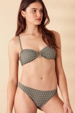 Accessorize Jacquard Pattern Bandeau Bikini Top
