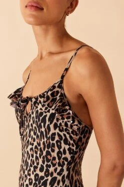 Accessorize Leopard Frill Swimsuit -Perkinsdory Store m5045463209503 brown xl 2