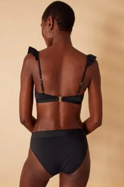 Accessorize Exaggerated Ruffle Bikini Top -Perkinsdory Store m5045463209794 black xl 2