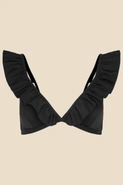 Accessorize Exaggerated Ruffle Bikini Top -Perkinsdory Store m5045463209794 black xl 3