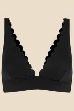 Accessorize Scallop Trim High Apex Bikini Top -Perkinsdory Store m5045463209992 black xl 3
