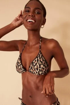 Accessorize Leopard Blanket Stitch Triangle Bikini Top