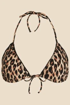 Accessorize Leopard Blanket Stitch Triangle Bikini Top -Perkinsdory Store m5045463210592 brown xl 3