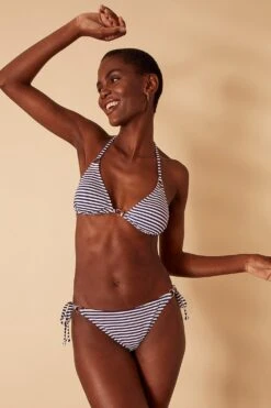 Accessorize Ring Detail Stripe Triangle Bikini Top