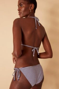 Accessorize Ring Detail Stripe Triangle Bikini Top -Perkinsdory Store m5045463211124 blue xl 2