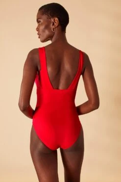 Accessorize 'Lexi' Shaping Swimsuit -Perkinsdory Store m5045463213654 red xl 2