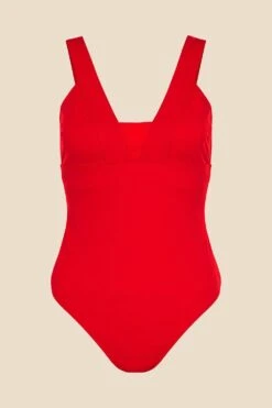 Accessorize 'Lexi' Shaping Swimsuit -Perkinsdory Store m5045463213654 red xl 3