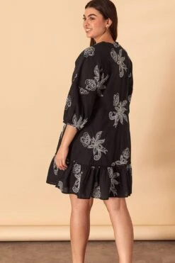 Accessorize Embroidered Tassel Mini Dress -Perkinsdory Store m5045463245754 black xl 2