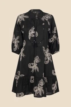 Accessorize Embroidered Tassel Mini Dress -Perkinsdory Store m5045463245754 black xl 3