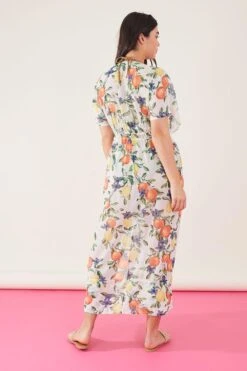 Accessorize Lemon And Orange Maxi Chiffon Kimono -Perkinsdory Store m5045463372405 white xl 2