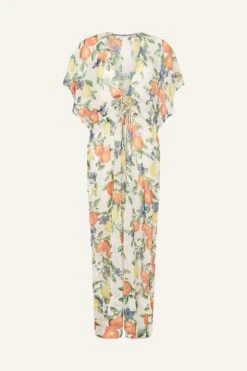 Accessorize Lemon And Orange Maxi Chiffon Kimono -Perkinsdory Store m5045463372405 white xl 3